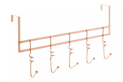 Interiors By Premier Functional Copper Finish Over Door 5 Hook Swirl Hanger, Stylish Over Door Coat Hanger, Sturdy Hanging Rack