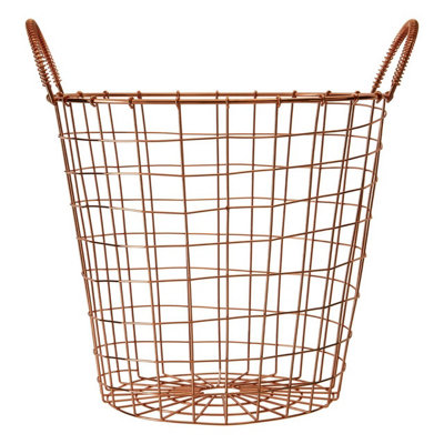 Interiors By Premier Functional Copper Finish Round Wire Basket, Stylish Wireframe Basket For Kitchen, High Quality Basket