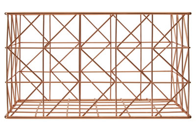 Interiors By Premier Functional Copper Finish Zigzag Wire Basket, Stylish Wireframe Basket For Kitchen, High Quality Basket