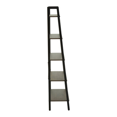 Interiors By Premier Functional Five Tier Dark Oak Veneer Ladder Shelf Unit, Stylish Industrial Narrow Shelf, Versatile Cupboard