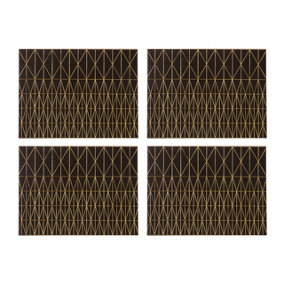 Interiors by Premier Geome Prism Black and Gold Placemats