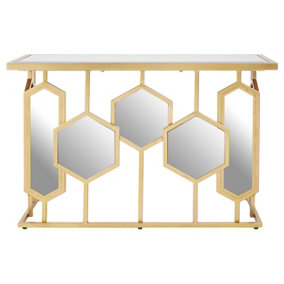 Interiors by Premier Geometric Design Console Table, Hexagonal Mirror Deatling Livingroom Table, Functional Hallway Coffee Table