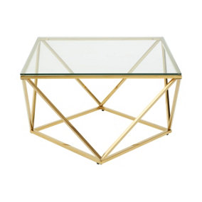Interiors by Premier Geometric Gold Finish Twist End Table, Quirky Twist Design Statement Side Table, Aesthetic Lounge Side Table