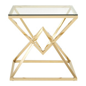 Interiors by Premier Geometric Square Champagne End Table, Stunning Statement Table, Easily Maintained Lounge Table