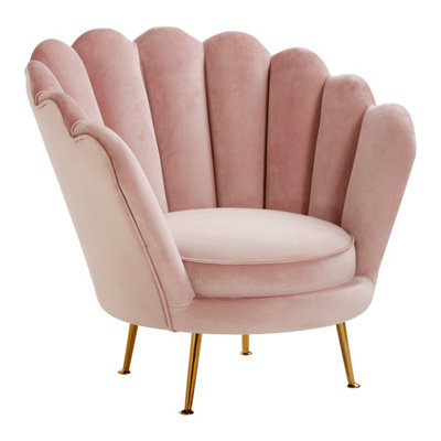 Interiors By Premier Glamorous Design Pink Scalloped Chair, Sturdy Occassional Arm Chair, Stylish Armchair For Livingroom