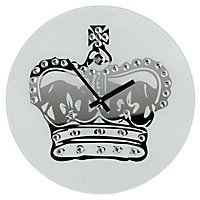 Interiors by Premier Glass Crown with Diamantes Wall Clock
