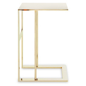 Interiors by Premier Gold C-Shaped Side Table, Luxury Metal Accent Table for Living Room, Contemporary Shining Gold Finish Table