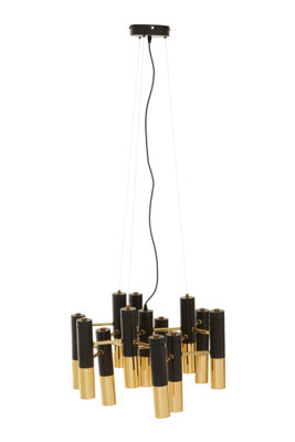 Interiors by Premier Gold Finish And Black Pendant Light