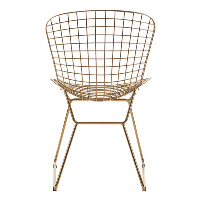Interiors by Premier Gold Metal Grid Frame Wire Chair, Comfortable Seating Garden Wire Chair, Easy Cleaning Wire Frame