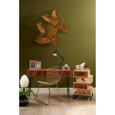 Interiors by Premier Gold Metal Grid Frame Wire Chair, Comfortable Seating Garden Wire Chair, Easy Cleaning Wire Frame
