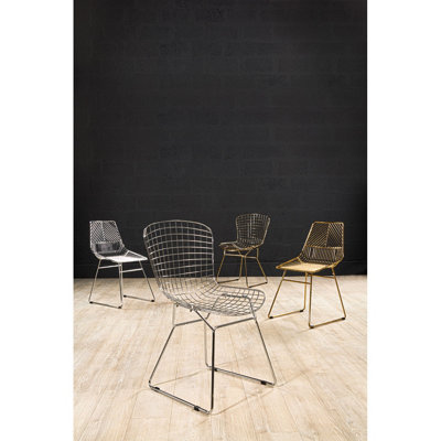 Interiors by Premier Gold Metal Grid Frame Wire Chair, Comfortable Seating Garden Wire Chair, Easy Cleaning Wire Frame