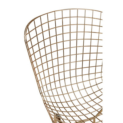 Interiors by Premier Gold Metal Grid Frame Wire Chair, Comfortable Seating Garden Wire Chair, Easy Cleaning Wire Frame