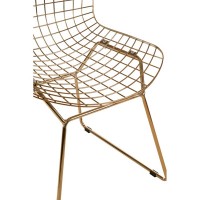 Interiors by Premier Gold Metal Grid Frame Wire Chair, Comfortable Seating Garden Wire Chair, Easy Cleaning Wire Frame