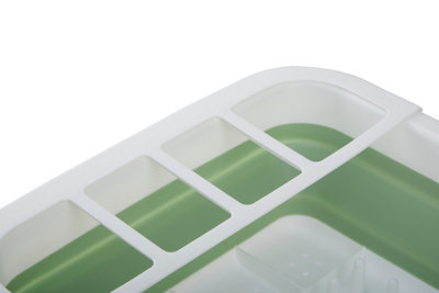 Interiors By Premier Green White Collapsible Dish Rack,Compact Utensil Holder,Portable Kitchen Organizer,Rectangular Dish Drainer