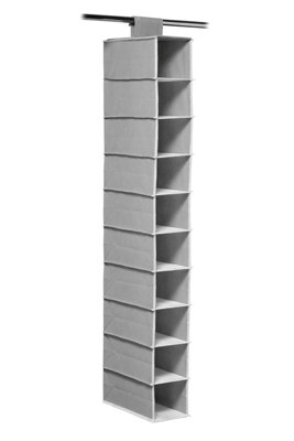 Interiors By Premier Grey and White Hanging Shoe Storage Organiser, 10 Shelf Fabric Shoe Rack, Foldable Closet Shoe Holder