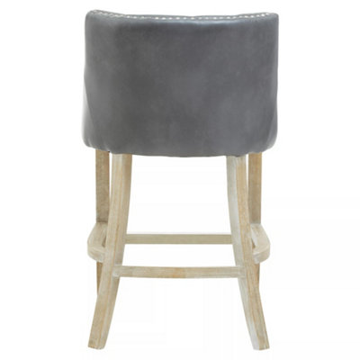 Interiors by Premier Grey Bar Stool with Back, Velvet Seat Breakfast Bar Chair, Kitchen Stool with Footrest, Chair for Bar, Home