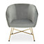 Interiors by Premier Grey Chair With Metal Frame, Comfy Grey Outdoor Velvet Chair Metal, Effortless Cleaning Velvet Chair