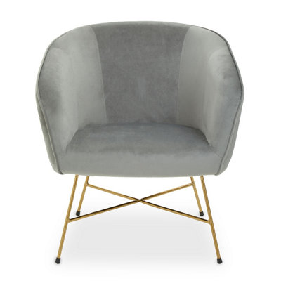 Interiors by Premier Grey Chair With Metal Frame, Comfy Grey Outdoor Velvet Chair Metal, Effortless Cleaning Velvet Chair