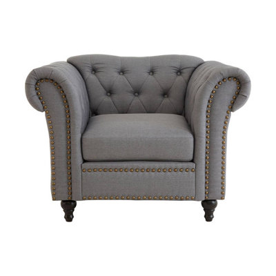 Interiors by Premier Grey Chesterfield Chair, Backrest Lounge Chair, Easy to Maintain Accent chair for Living Room