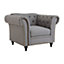 Interiors by Premier Grey Chesterfield Chair, Backrest Lounge Chair, Easy to Maintain Accent chair for Living Room