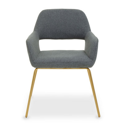 Interiors by Premier Grey Dining Chair, High Quality Kitchen Chair, Back & Arm Support Fabric Chair, Easy to Clean Armchair