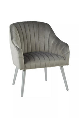 Interiors by Premier Grey Fabric Armchair, Cozy Velvet Armchair, Dining Chair for Living Room, Home, Accent Arm Chair