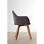 Interiors by Premier Grey Fabric Chair With Wood Legs, Backrest Dining Chair, Easy to Clean Accent Office Chair