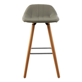 Interiors by Premier Grey Faux Leather Bar Stool, Comfortable Seating Bar Stool with Back, Easy to Clean Kitchen Bar Stool
