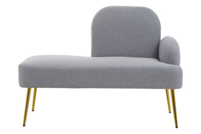 Interiors by Premier Grey Left Arm Chaise Lounge, Modern Luxury Grey and Gold Chaise Lounge, Contemporary Chaise Lounge Sofa