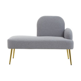Interiors by Premier Grey Left Arm Chaise Lounge, Modern Luxury Grey and Gold Chaise Lounge, Contemporary Chaise Lounge Sofa