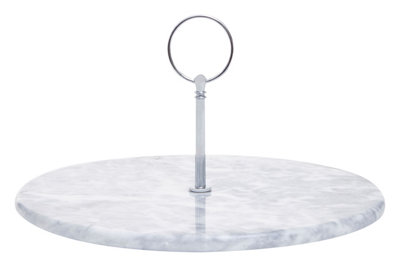 Interiors by Premier Grey Marble Cake Stand With Silver Handle