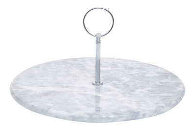 Interiors by Premier Grey Marble Cake Stand With Silver Handle