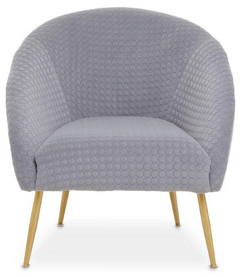 Interiors by Premier Grey Occasional Chair, Luxury Grey Velvet Occasional Chair, Comfortably Fashionable Grey and Gold Chair