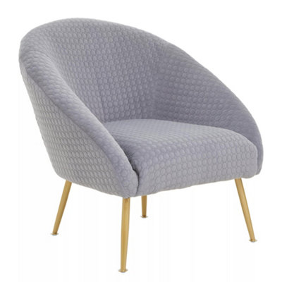 Interiors by Premier Grey Occasional Chair, Luxury Grey Velvet Occasional Chair, Comfortably Fashionable Grey and Gold Chair