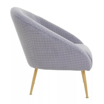 Interiors by Premier Grey Occasional Chair, Luxury Grey Velvet Occasional Chair, Comfortably Fashionable Grey and Gold Chair