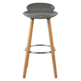 Interiors by Premier Grey Pp Seat Bar Stool, Easy to Clean Kitchen Bar Stool, Footrest Bar Stool, Space-Saver Breakfast Stool