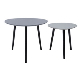 Interiors by Premier Grey Set of 2 Nesting Tables, Triangular Nest of Tables with Three Legs, Sturdy Side Tables for Home, Office