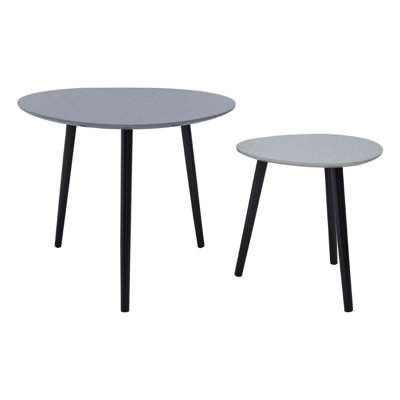 Interiors by Premier Grey Set of 2 Nesting Tables, Triangular Nest of Tables with Three Legs, Sturdy Side Tables for Home