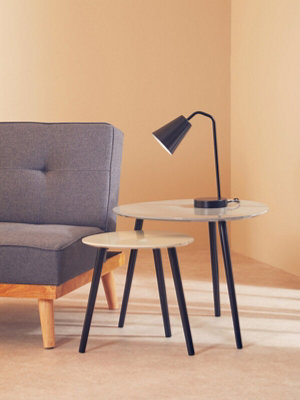 Interiors by Premier Grey Set of 2 Nesting Tables, Triangular Nest of Tables with Three Legs, Sturdy Side Tables for Home