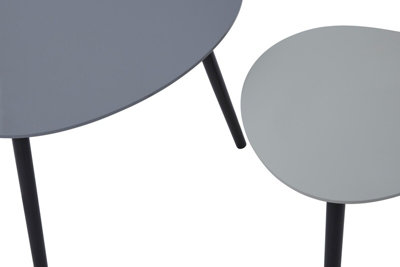 Interiors by Premier Grey Set of 2 Nesting Tables, Triangular Nest of Tables with Three Legs, Sturdy Side Tables for Home