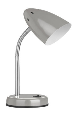 Interiors by Premier Grey Table Lamp for Work Desk, Desk Lamp with Conical Lamp Head, Long Lasting Iron Bedside Lamp