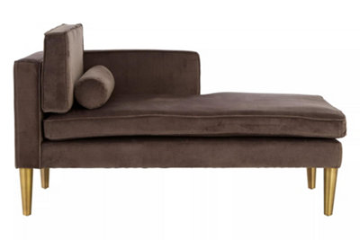 Interiors by Premier Grey Velvet and Left Arm Chaise Longue, Comfortable Upholstered Arm Chaise Lounge for Home, Office