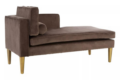 Interiors by Premier Grey Velvet and Left Arm Chaise Longue, Comfortable Upholstered Arm Chaise Lounge for Home, Office