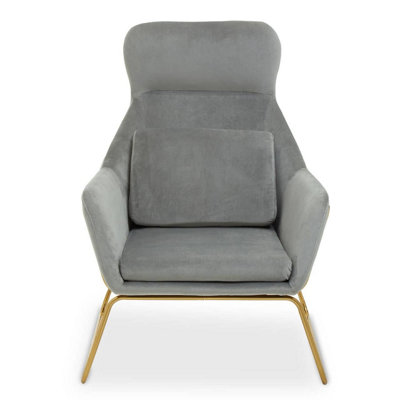 Interiors by Premier Grey Velvet Armchair, Easy Care Velvet Accent Armchair, Indoor Dining with Velvet Bedroom chair