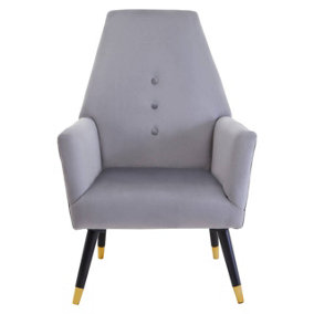 Interiors by Premier Grey Velvet Button Chair, Highback Velvet Buttoned Chair, Long-lasting Velvet Dining Armchair