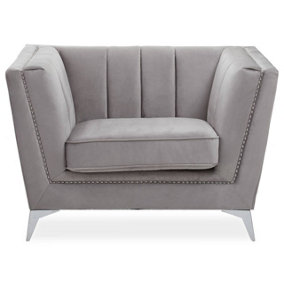 Interiors by Premier Grey Velvet Chair, Comfortable Velvet Desk Chair, Backrest Velvet Armchair, Cozy Armchair