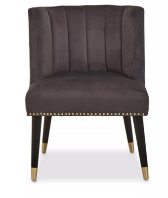 Interiors by Premier Grey Velvet Chair for Living Room, Chair with Velvet Upholstery, Dining Chair for Lounge, Dinner, Home