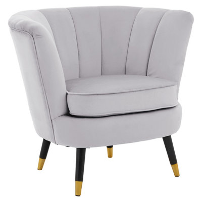 Interiors by Premier Grey Velvet Chair with Black Wood and Gold finish Legs, Backrest Dining Chair,Easy to Clean Armchair