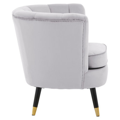 Interiors by Premier Grey Velvet Chair with Black Wood and Gold finish Legs, Backrest Dining Chair,Easy to Clean Armchair
