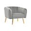 Interiors by Premier Grey Velvet Chair with Gold Finish Legs, Back & Armrest Dining Chair, Easy to Clean Armchair